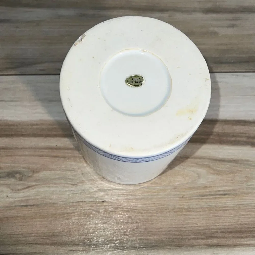 Williams Sonoma Grande Cuisine Blue Chinese Symbol Brush Pot 5”